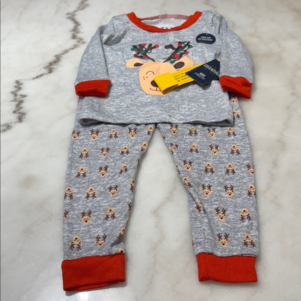 Essentials Gray and Red‎ Pajama Set